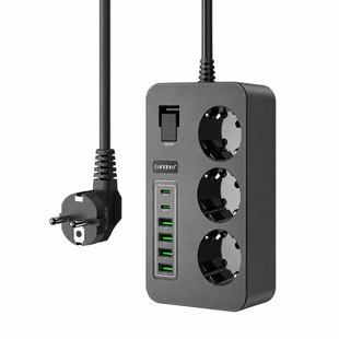 Мережевий фільтр-розгалужувач з USB подовжувач для розетки 2 м із захистом від перепадів напруги 45913-12 фото