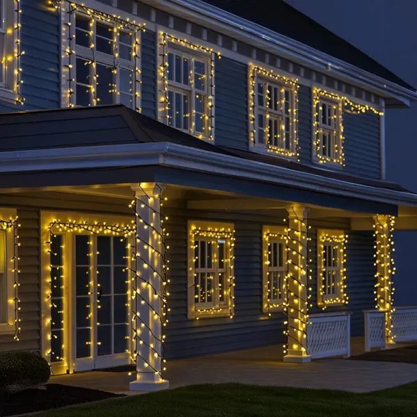 Светодиодная уличная гирлянда нить 50 м 500 LED светодиодов новогодняя гирлянда на дом и елку от сети Желтый CF500L50MBY фото
